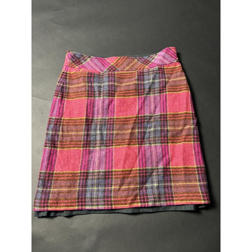 L.L. Bean Pencil Skirt Women's 12R Multicolor Plaid Wool Lined Casual Outdoor